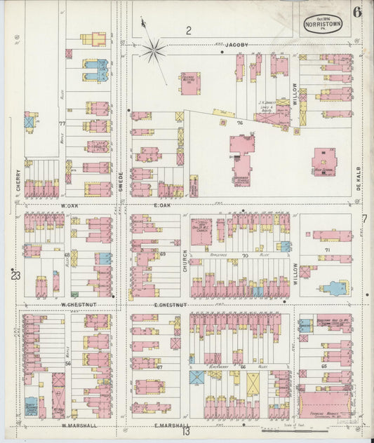 Sanborn Fire Insurance Map from Norristown, Montgomery County, Pennsylvania (1896), Sheet #0006 - Historic Sanborn Fire Insurance Map Print, vintage old map wall art, antique decor, genealogy gift, Pennsylvania Pennsylvania map
