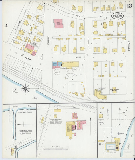 Sanborn Fire Insurance Map from Pekin, Tazewell County, Illinois (1903), Sheet #0013 - Historic Sanborn Fire Insurance Map Print, vintage old map wall art, antique decor, genealogy gift, Illinois Illinois map