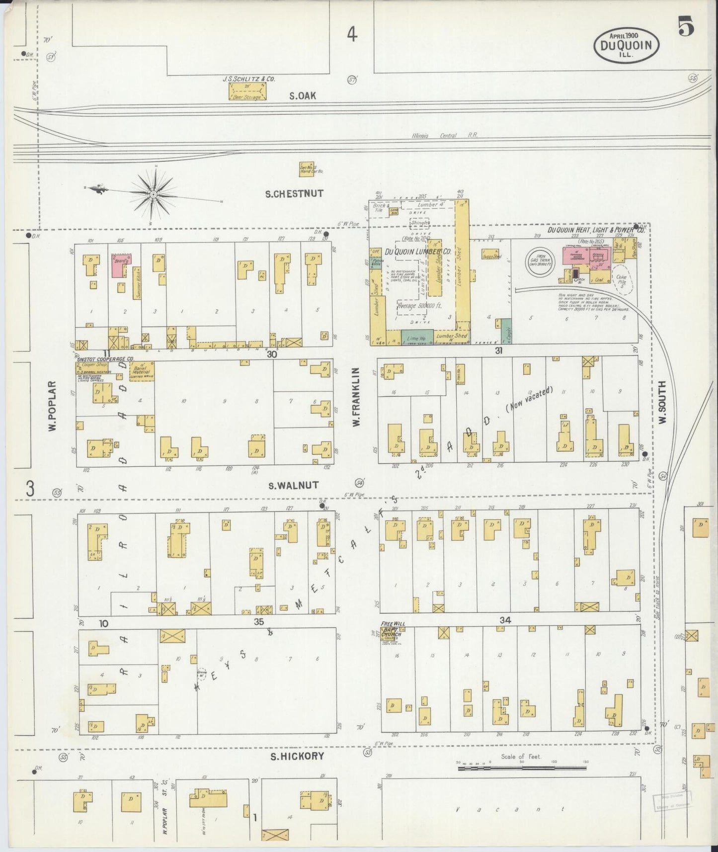Sanborn Fire Insurance Map from Du Quoin, Perry County, Illinois (1900), Sheet #0005 - Historic Sanborn Fire Insurance Map Print, vintage old map wall art, antique decor, genealogy gift, Illinois Illinois map