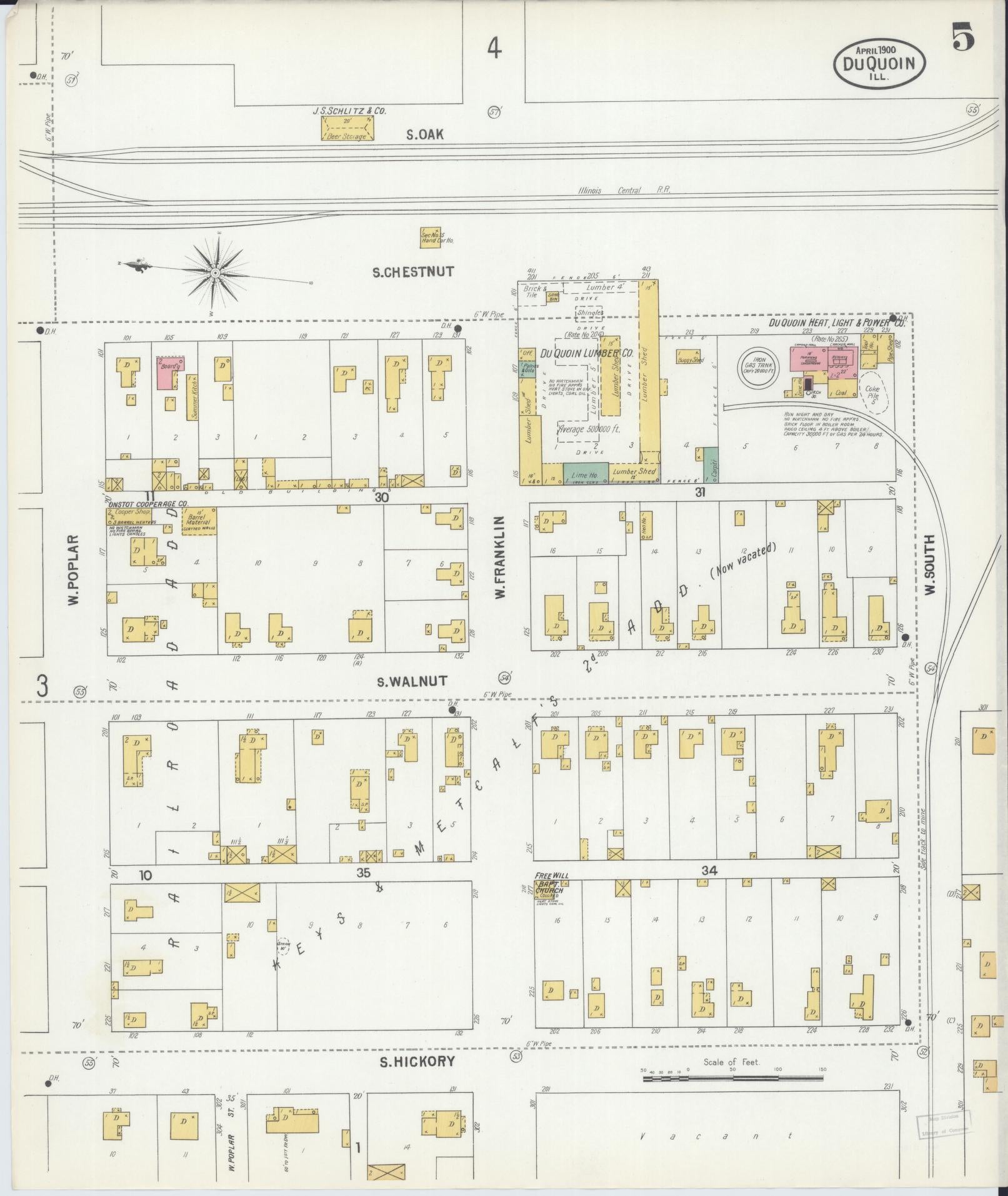 Sanborn Fire Insurance Map from Du Quoin, Perry County, Illinois (1900), Sheet #0005 - Historic Sanborn Fire Insurance Map Print, vintage old map wall art, antique decor, genealogy gift, Illinois Illinois map