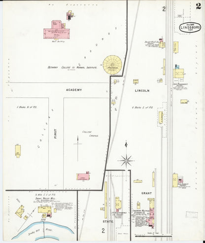 Sanborn Fire Insurance Map from Lindsborg, Mcpherson County, Kansas (1896), Sheet #0002 - Complete Map Set gallery image, historic Sanborn map, vintage wall art, Kansas Kansas