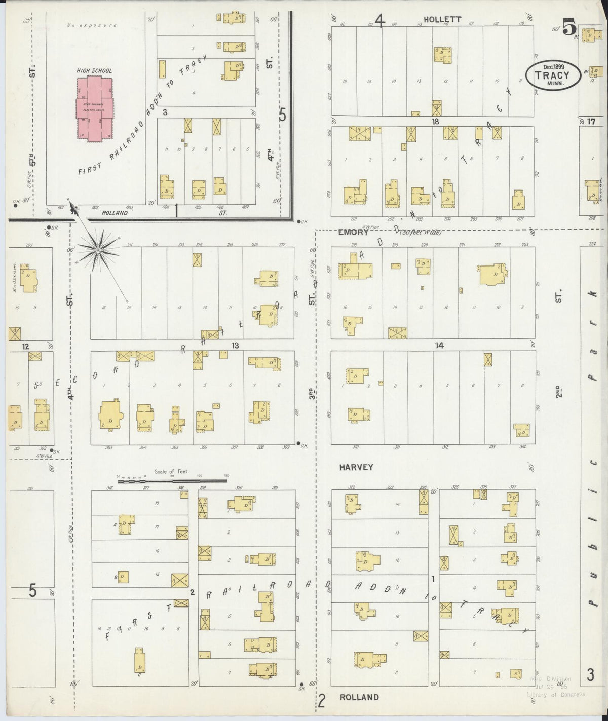 Sanborn Fire Insurance Map from Tracy, Lyon County, Minnesota (1899), Sheet #0005 - Historic Sanborn Fire Insurance Map Print, vintage old map wall art, antique decor, genealogy gift, Minnesota Minnesota map