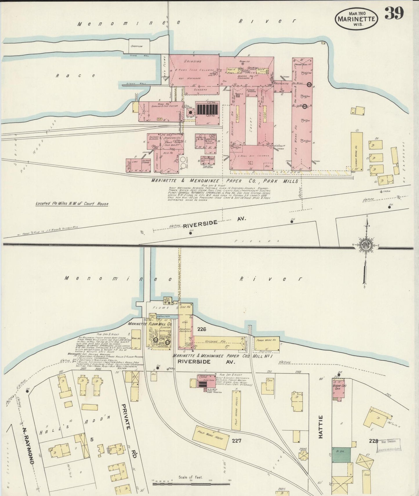 Sanborn Fire Insurance Map from Marinette, Marinette County, Wisconsin (1910), Sheet #0039 - Historic Sanborn Fire Insurance Map Print, vintage old map wall art, antique decor, genealogy gift, Wisconsin Wisconsin map