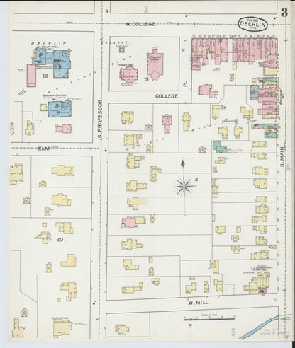 Sanborn Fire Insurance Map from Oberlin, Lorain County, Ohio (1893), Sheet #0003 - Complete Map Set gallery image, historic Sanborn map, vintage wall art, Ohio Ohio