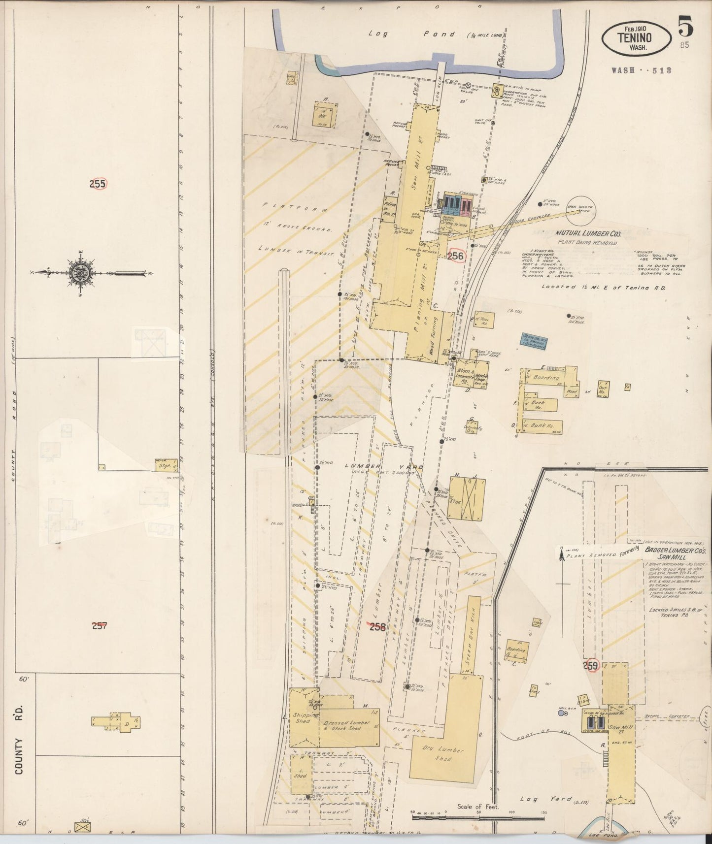 Sanborn Fire Insurance Map from Tenino, Thurston County, Washington (1942), Sheet #0005 - Complete Map Set gallery image, historic Sanborn map, vintage wall art, Washington Washington
