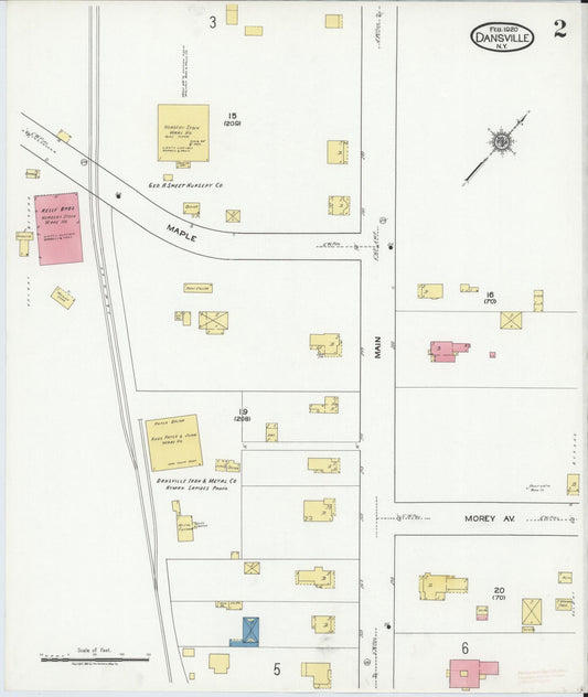 Sanborn Fire Insurance Map from Dansville, Livingston County, New York (1920), Sheet #0002 - Complete Map Set gallery image, historic Sanborn map, vintage wall art, New York New York