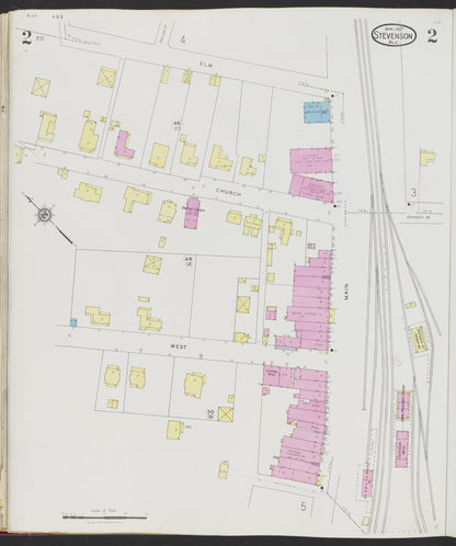 Sanborn Fire Insurance Map from Stevenson, Jackson County, Alabama (1927), Sheet #0002 - Complete Map Set gallery image, historic Sanborn map, vintage wall art, Alabama Alabama