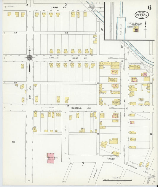 Sanborn Fire Insurance Map from Patton, Cambria County, Pennsylvania (1910), Sheet #0006 - Historic Sanborn Fire Insurance Map Print, vintage old map wall art, antique decor, genealogy gift, Pennsylvania Pennsylvania map