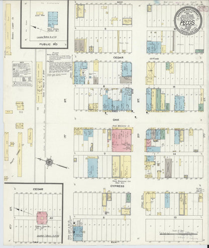 Sanborn Fire Insurance Map from Pecos, Reeves County, Texas (1910), Sheet #0001 - Historic Sanborn Fire Insurance Map Print, vintage old map wall art, antique decor, genealogy gift, Texas Texas map