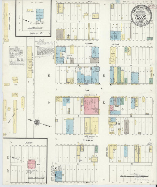 Sanborn Fire Insurance Map from Pecos, Reeves County, Texas (1910), Sheet #0001 - Historic Sanborn Fire Insurance Map Print, vintage old map wall art, antique decor, genealogy gift, Texas Texas map