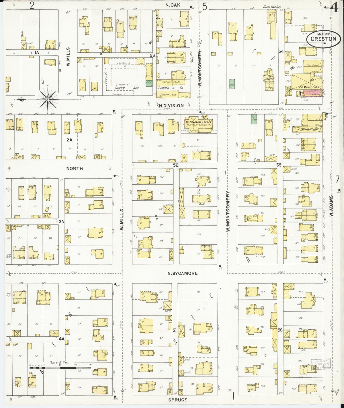 Sanborn Fire Insurance Map from Creston, Union County, Iowa (1899), Sheet #0004 - Historic Sanborn Fire Insurance Map Print