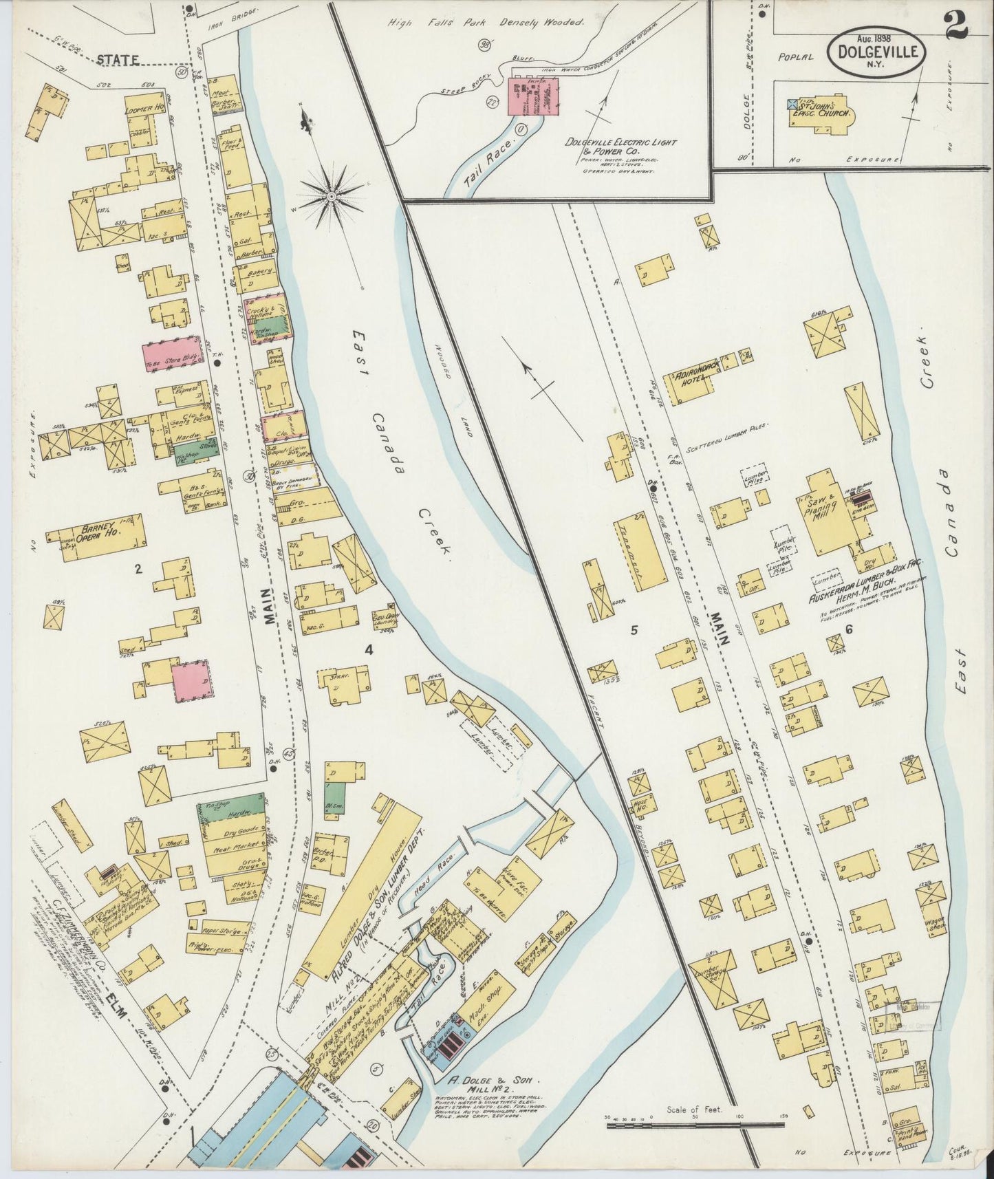 Sanborn Fire Insurance Map from Dolgeville, Hirkimer County, New York (1898), Sheet #0002 - Historic Sanborn Fire Insurance Map Print, vintage old map wall art, antique decor, genealogy gift, New York New York map