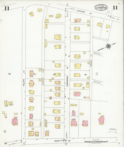 Sanborn Fire Insurance Map from Lexington, Independent Cities, Virginia (1926), Sheet #0011 - Complete Map Set gallery image, historic Sanborn map, vintage wall art, Virginia Virginia