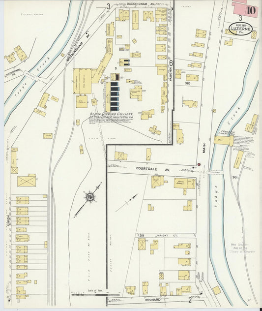 Sanborn Fire Insurance Map from Luzerne, Luzerne County, Pennsylvania (1911), Sheet #0010 - Historic Sanborn Fire Insurance Map Print, vintage old map wall art, antique decor, genealogy gift, Pennsylvania Pennsylvania map
