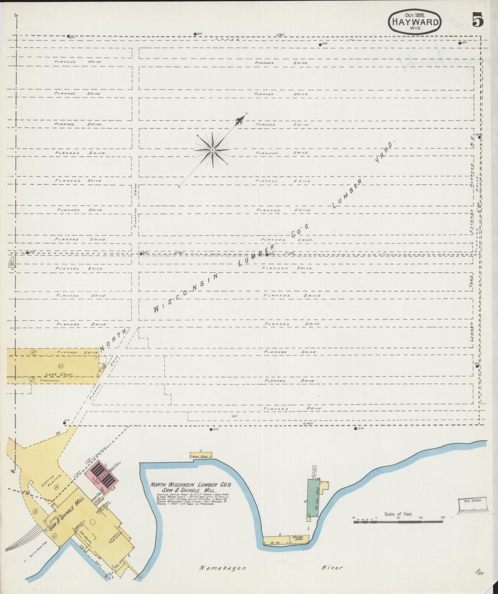 Sanborn Fire Insurance Map from Hayward, Sawyer County, Wisconsin (1892), Sheet #0005 - Complete Map Set gallery image, historic Sanborn map, vintage wall art, Wisconsin Wisconsin
