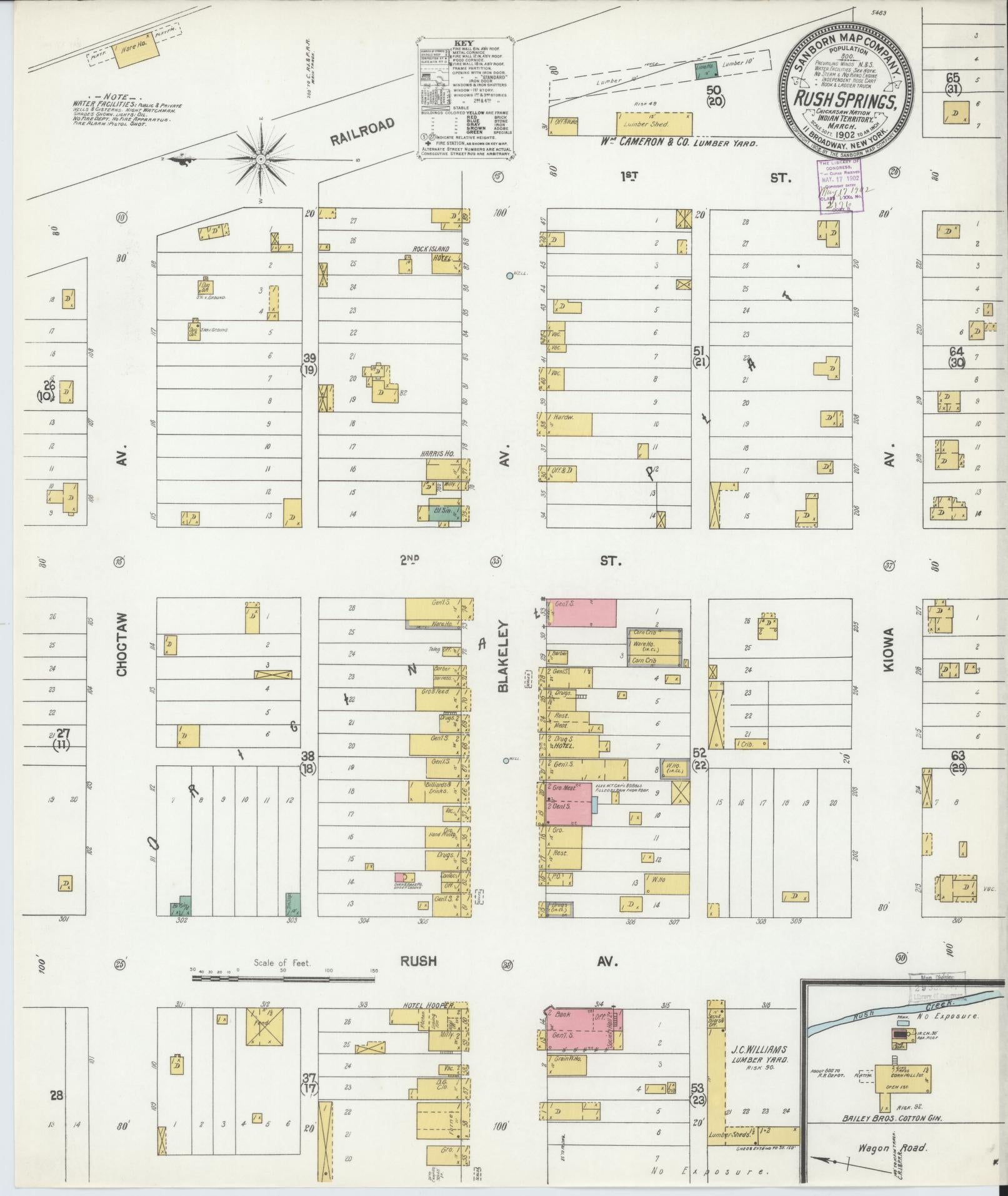Sanborn Fire Insurance Map from Rush Springs, Grady County, Oklahoma (1902), Sheet #0001 - Historic Sanborn Fire Insurance Map Print, vintage old map wall art, antique decor, genealogy gift, Oklahoma Oklahoma map