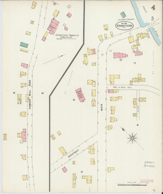 Sanborn Fire Insurance Map from Schaghticoke, Rensselaer County, New York (1897), Sheet #0004 - Historic Sanborn Fire Insurance Map Print, vintage old map wall art, antique decor, genealogy gift, New York New York map