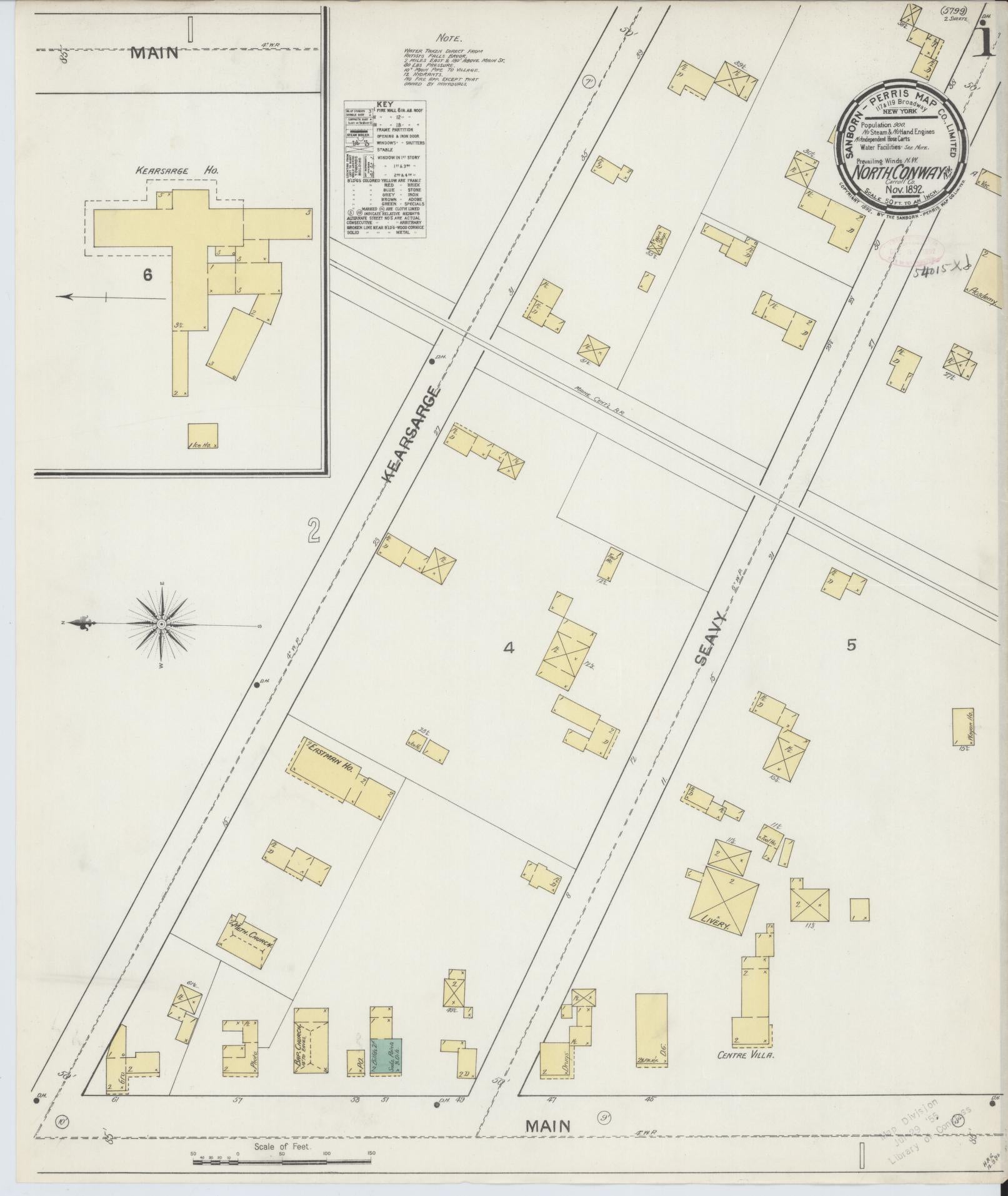 Sanborn Fire Insurance Map from North Conway, Carroll County, New Hampshire. (1892) – Historic Sanborn Fire Insurance Map Print