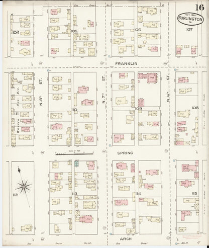 Sanborn Fire Insurance Map from Burlington, Des Moines County, Iowa (1888), Sheet #0016 - Historic Sanborn Fire Insurance Map Print