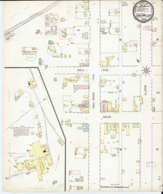 Sanborn Fire Insurance Map from Lake Valley, Sierra County, New Mexico (1893), Sheet #0001 - Historic Sanborn Fire Insurance Map Print, vintage old map wall art, antique decor, genealogy gift, New Mexico New Mexico map