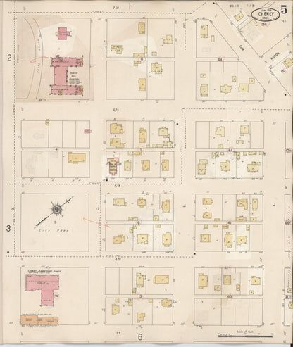 Sanborn Fire Insurance Map from Cheney, Spokane County, Washington (1939), Sheet #0005 - Complete Map Set gallery image, historic Sanborn map, vintage wall art, Washington Washington