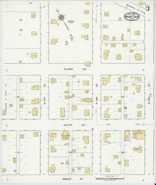 Sanborn Fire Insurance Map from Mount Calm, Hill County, Texas (1921), Sheet #0003 - Historic Sanborn Fire Insurance Map Print, vintage old map wall art, antique decor, genealogy gift, Texas Texas map