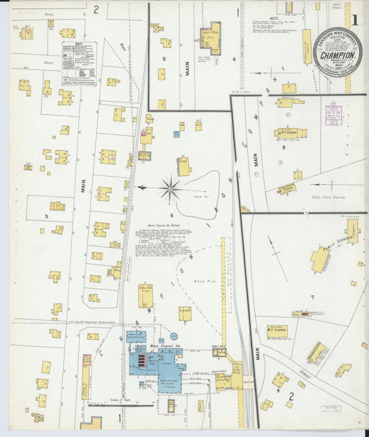 Sanborn Fire Insurance Map from Champion, Marquette County, Michigan (1902), Sheet #0001 - Historic Sanborn Fire Insurance Map Print, vintage old map wall art, antique decor, genealogy gift, Michigan Michigan map