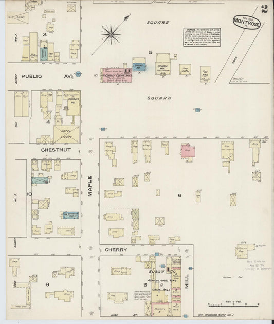 Sanborn Fire Insurance Map from Montrose, Susquehanna County, Pennsylvania (1884), Sheet #0002 - Historic Sanborn Fire Insurance Map Print, vintage old map wall art, antique decor, genealogy gift, Pennsylvania Pennsylvania map