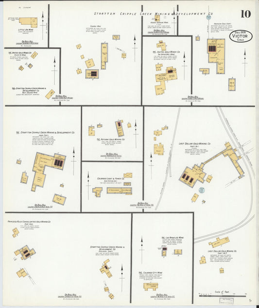 Sanborn Fire Insurance Map from Victor, Teller County, Colorado (1908), Sheet #0010 - Historic Sanborn Fire Insurance Map Print, vintage old map wall art, antique decor, genealogy gift, Colorado Colorado map