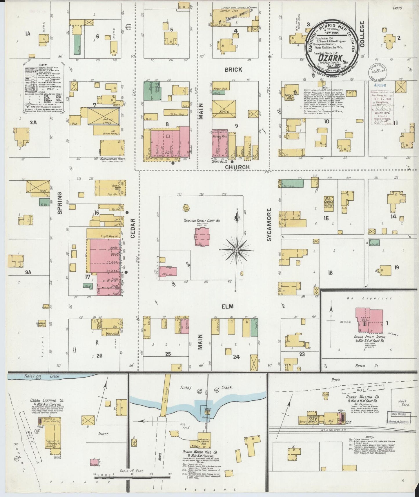 Sanborn Fire Insurance Map from Ozark, Christian County, Missouri (1900), Sheet #0001 - Historic Sanborn Fire Insurance Map Print, vintage old map wall art, antique decor, genealogy gift, Missouri Missouri map