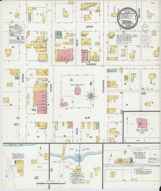 Sanborn Fire Insurance Map from Ozark, Christian County, Missouri (1900), Sheet #0001 - Historic Sanborn Fire Insurance Map Print, vintage old map wall art, antique decor, genealogy gift, Missouri Missouri map