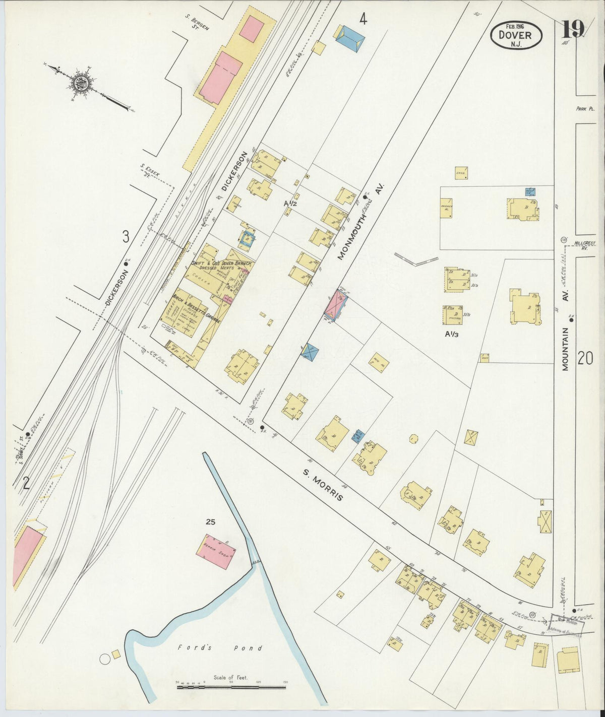 Sanborn Fire Insurance Map from Dover, Morris County, New Jersey (1916), Sheet #0019 - Complete Map Set gallery image, historic Sanborn map, vintage wall art, New Jersey New Jersey