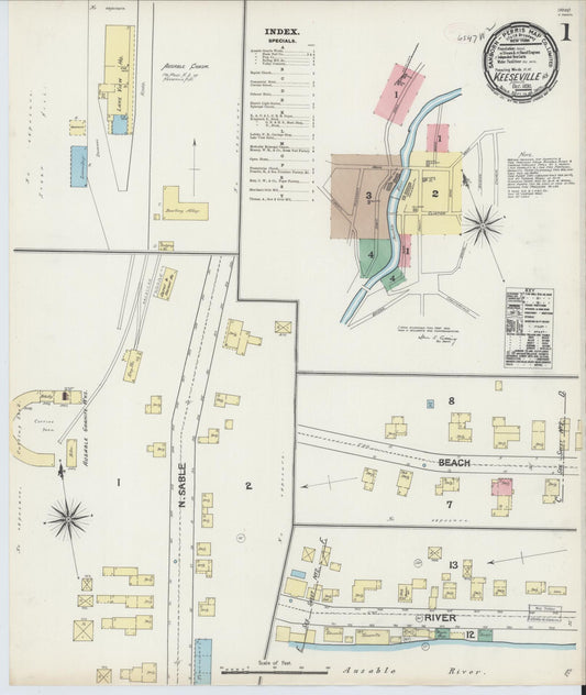 Sanborn Fire Insurance Map from Keeseville, Essex County, New York (1890), Sheet #0001 - Complete Map Set gallery image, historic Sanborn map, vintage wall art, New York New York