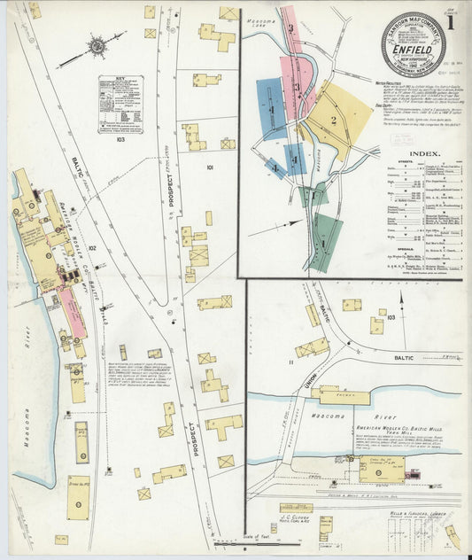 Sanborn Fire Insurance Map from Enfield, Grafton County, New Hampshire (1912), Sheet #0001 - Complete Map Set gallery image, historic Sanborn map, vintage wall art, New Hampshire New Hampshire