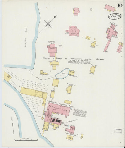 Sanborn Fire Insurance Map from Hampton, Independent Cities, Virginia (1895), Sheet #0010 - Complete Map Set gallery image, historic Sanborn map, vintage wall art, Virginia Virginia