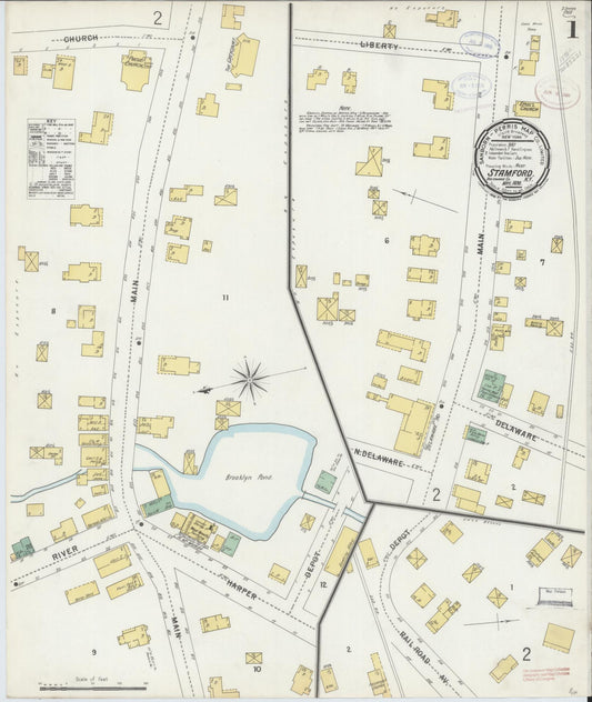 Sanborn Fire Insurance Map from Stamford, Delaware County, New York (1898), Sheet #0001 - Complete Map Set gallery image, historic Sanborn map, vintage wall art, New York New York