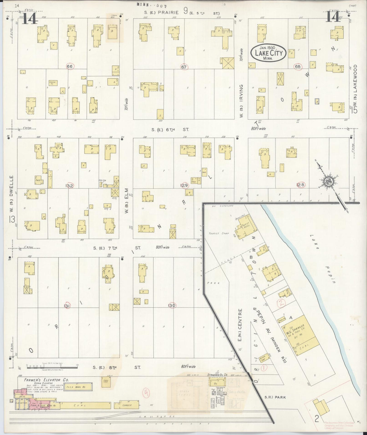 Sanborn Fire Insurance Map from Lake City, Wabasha County, Minnesota (1938), Sheet #0014 - Historic Sanborn Fire Insurance Map Print, vintage old map wall art, antique decor, genealogy gift, Minnesota Minnesota map