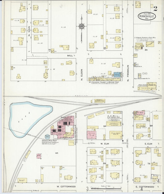Sanborn Fire Insurance Map from Kirksville, Adair County, Missouri (1914), Sheet #0002 - Historic Sanborn Fire Insurance Map Print, vintage old map wall art, antique decor, genealogy gift, Missouri Missouri map
