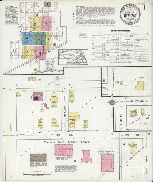 Sanborn Fire Insurance Map from Wayne, Wayne County, Nebraska. (1921) – Historic Sanborn Fire Insurance Map Print