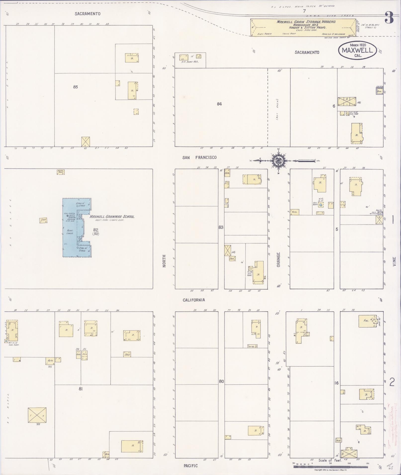 Sanborn Fire Insurance Map from Maxwell, Colusa County, California (1920), Sheet #0003 - Historic Sanborn Fire Insurance Map Print, vintage old map wall art, antique decor, genealogy gift, California California map