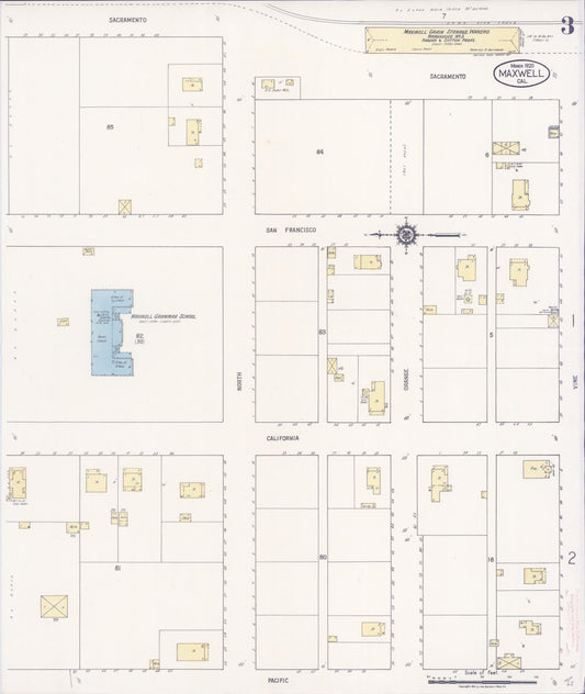 Sanborn Fire Insurance Map from Maxwell, Colusa County, California (1920), Sheet #0003 - Historic Sanborn Fire Insurance Map Print, vintage old map wall art, antique decor, genealogy gift, California California map