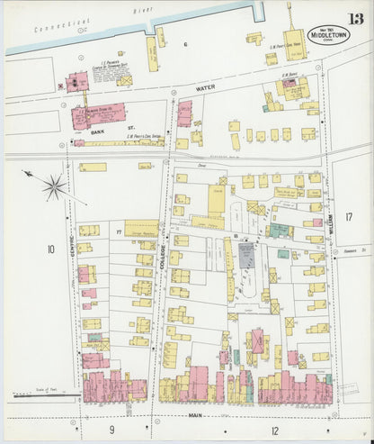 Sanborn Fire Insurance Map from Middletown, Middlesex County, Connecticut (1901), Sheet #0013 - Complete Map Set gallery image, historic Sanborn map, vintage wall art, Connecticut Connecticut