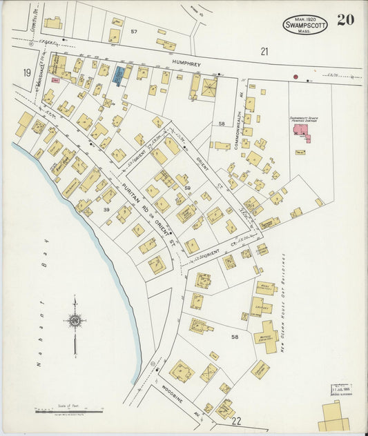 Sanborn Fire Insurance Map from Swampscott, Essex County, Massachusetts (1920), Sheet #0020 - Historic Sanborn Fire Insurance Map Print, vintage old map wall art, antique decor, genealogy gift, Massachusetts Massachusetts map