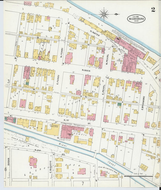 Sanborn Fire Insurance Map from Miamisburg, Montgomery County, Ohio (1905), Sheet #0002 - Historic Sanborn Fire Insurance Map Print, vintage old map wall art, antique decor, genealogy gift, Ohio Ohio map