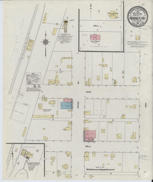 Sanborn Fire Insurance Map from Ninnekah, Grady County, Oklahoma (1910), Sheet #0001 - Historic Sanborn Fire Insurance Map Print, vintage old map wall art, antique decor, genealogy gift, Oklahoma Oklahoma map
