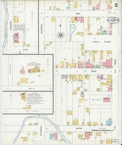 Sanborn Fire Insurance Map from Oldenburg, Franklin County, Indiana (1899), Sheet #0002 - Complete Map Set gallery image, historic Sanborn map, vintage wall art, Indiana Indiana