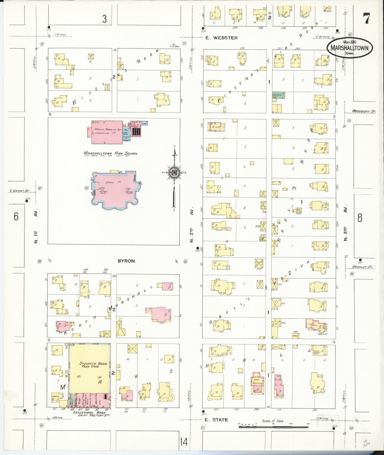 Sanborn Fire Insurance Map from Marshalltown, Marshall County, Iowa (1910), Sheet #0007 - Historic Sanborn Fire Insurance Map Print