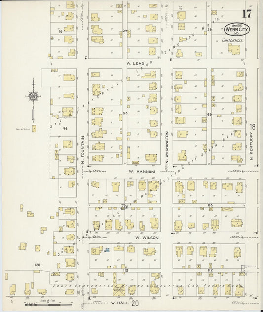 Sanborn Fire Insurance Map from Webb City, Jasper County, Missouri (1915), Sheet #0017 - Historic Sanborn Fire Insurance Map Print, vintage old map wall art, antique decor, genealogy gift, Missouri Missouri map