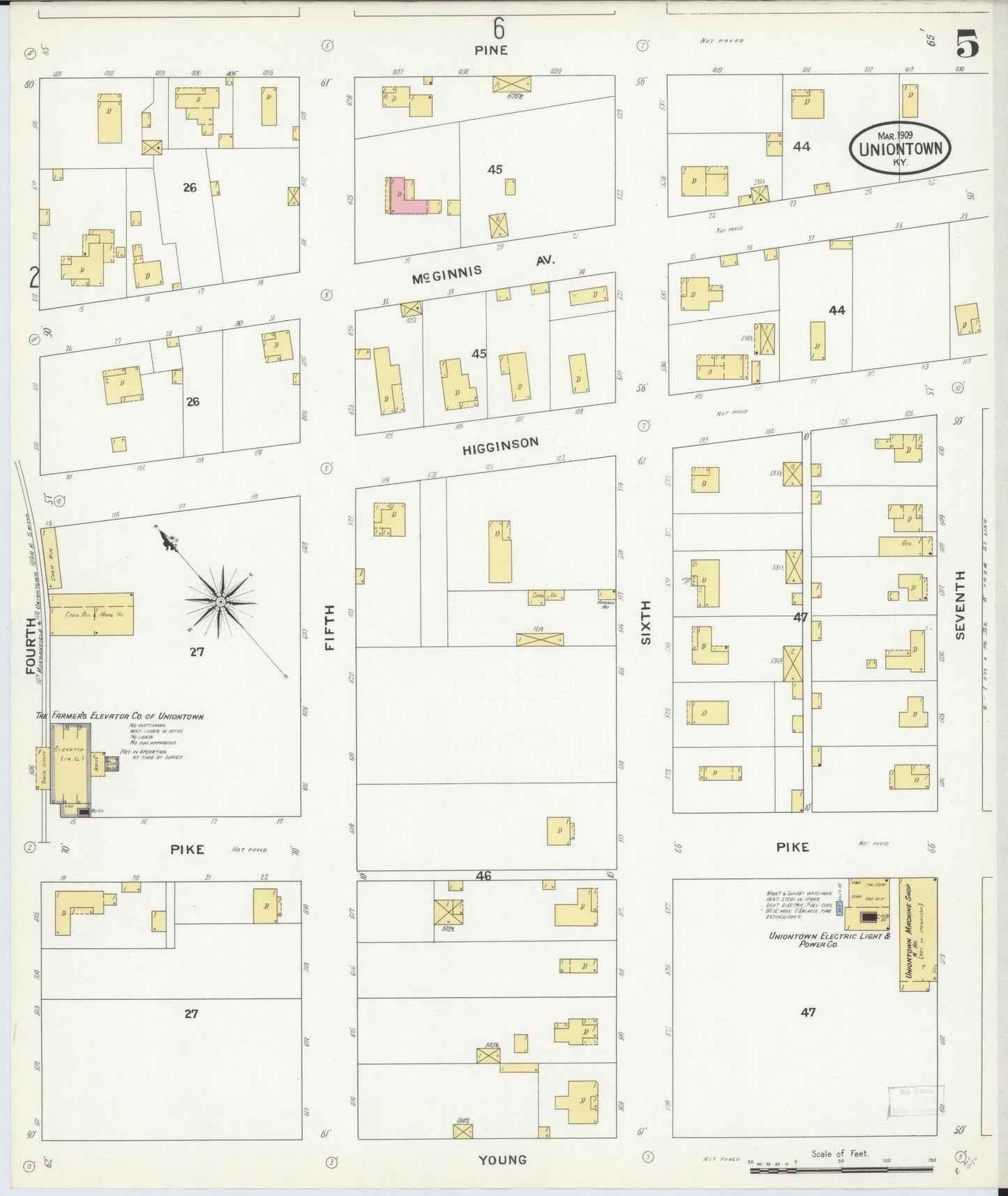 Sanborn Fire Insurance Map from Uniontown, Union County, Kentucky (1909), Sheet #0005 - Complete Map Set gallery image, historic Sanborn map, vintage wall art, Kentucky Kentucky