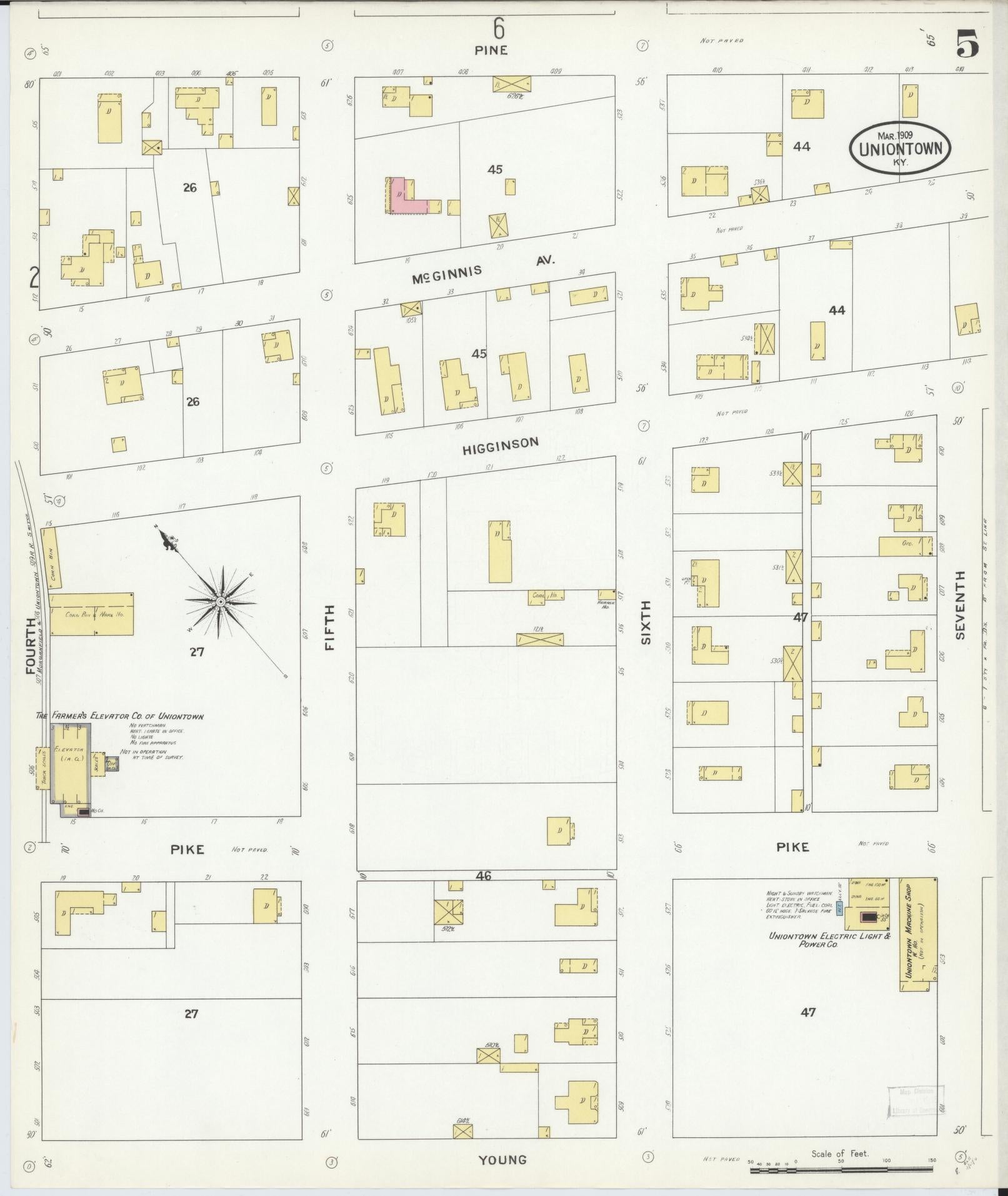 Sanborn Fire Insurance Map from Uniontown, Union County, Kentucky (1909), Sheet #0005 - Complete Map Set gallery image, historic Sanborn map, vintage wall art, Kentucky Kentucky